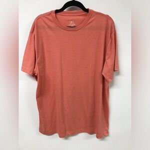 Women round neck orange short sleeve top tee shirt